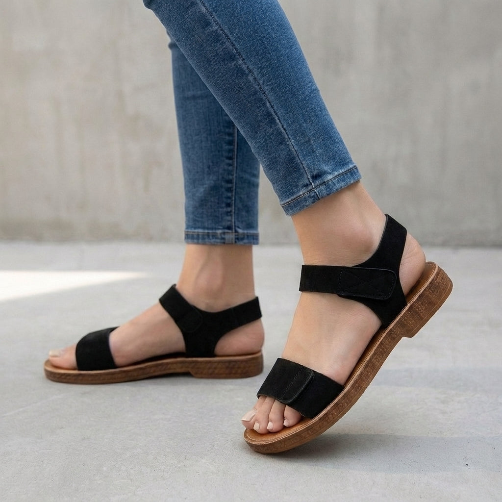 Roman-Inspired Flat Sandals with Contoured Footbed and Adjustable Strap