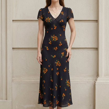 Vintage Polka Dot Lace Trim Midi Tea Dress