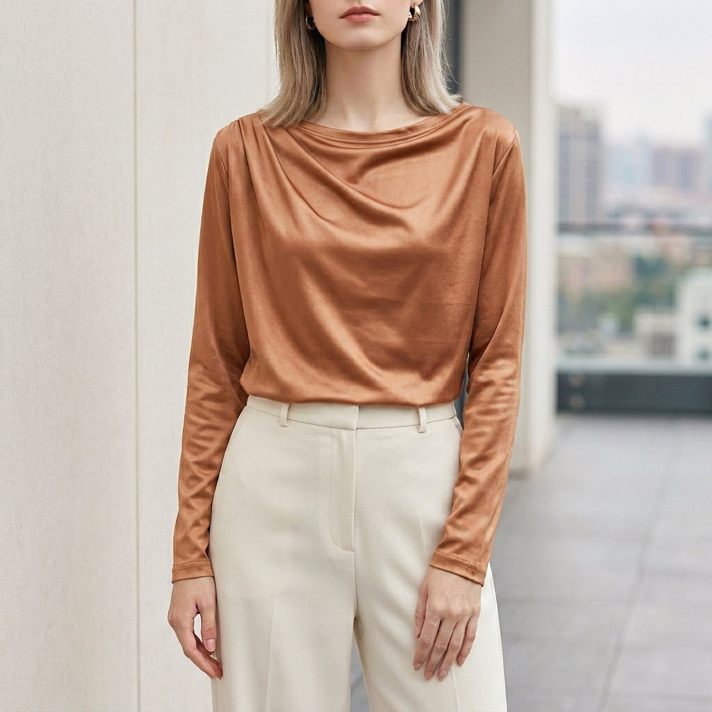 Drape Blouse with Elegant Relaxed Long Sleeve Fit