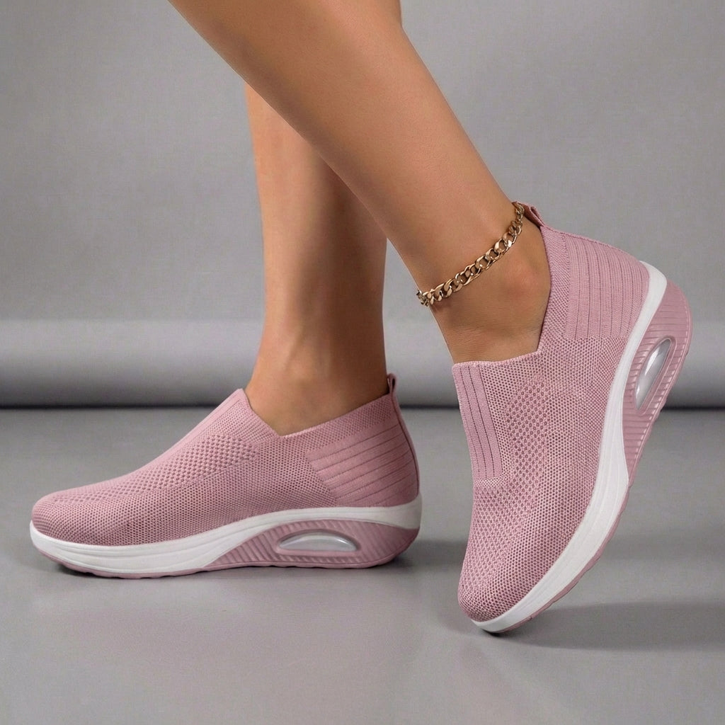 Ella Knit Mesh Orthopedic Slip-On Shoes with Ribbed Ankle Cuff