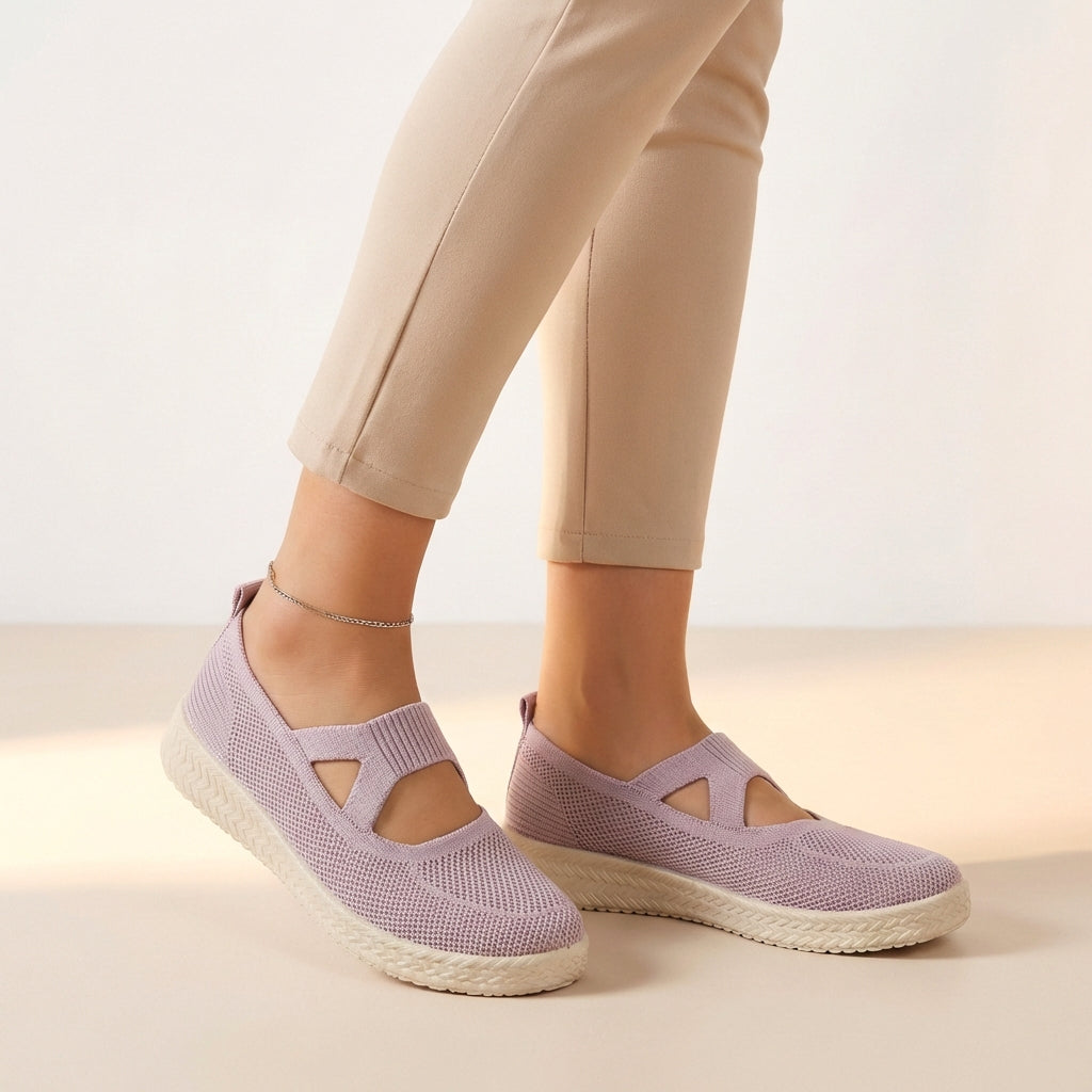 Women’s Breathable Knit Slip-On Sneakers with Cushioned Platform