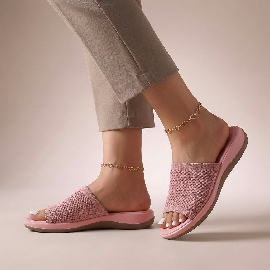 Elevated Knit Slide Sandals with Contoured Footbed for Effortless Elegance