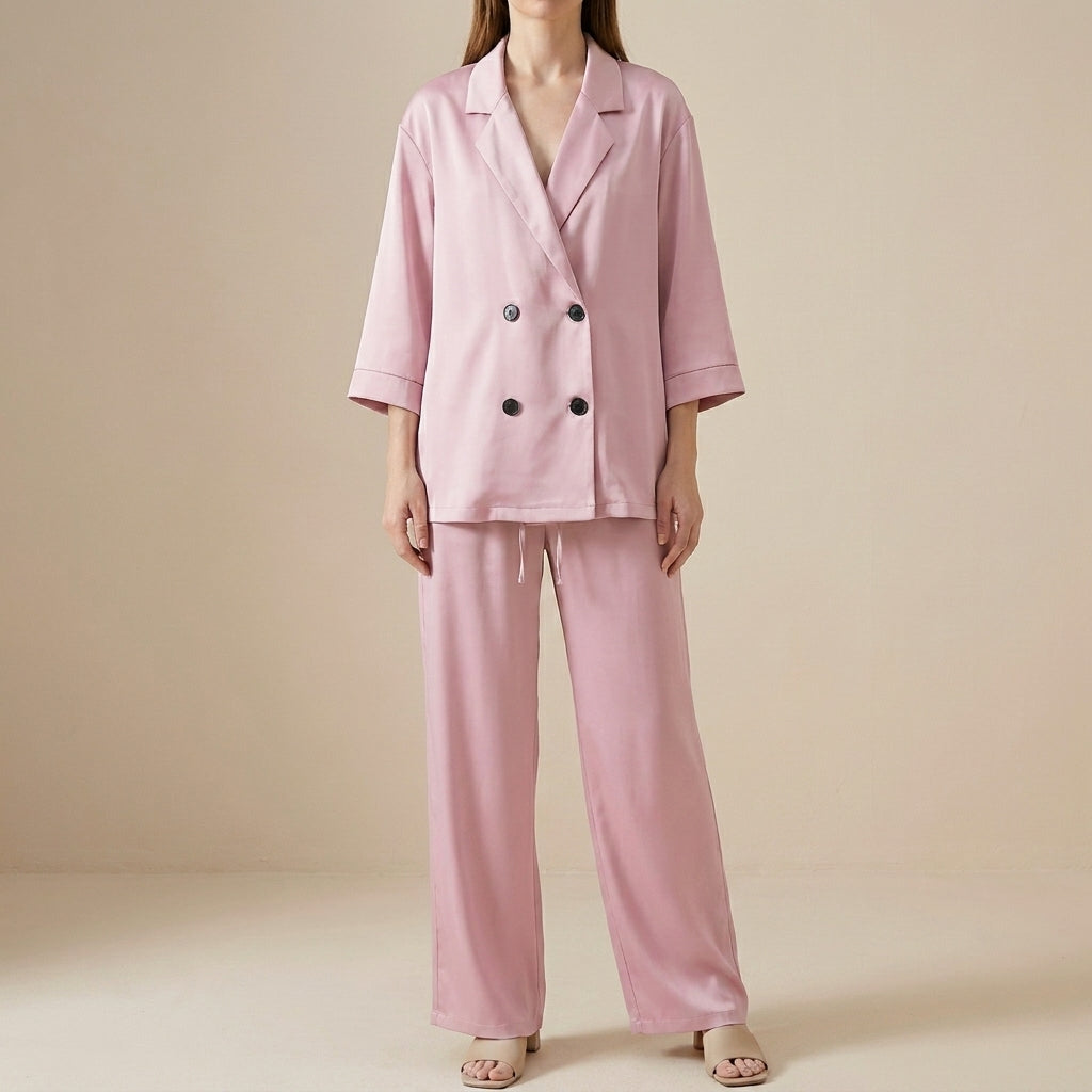 Refined Relaxed Blazer and Wide-Leg Trouser Set