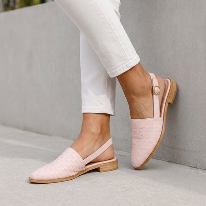 Luxury Woven Slingback Flats with Adjustable Ankle Strap