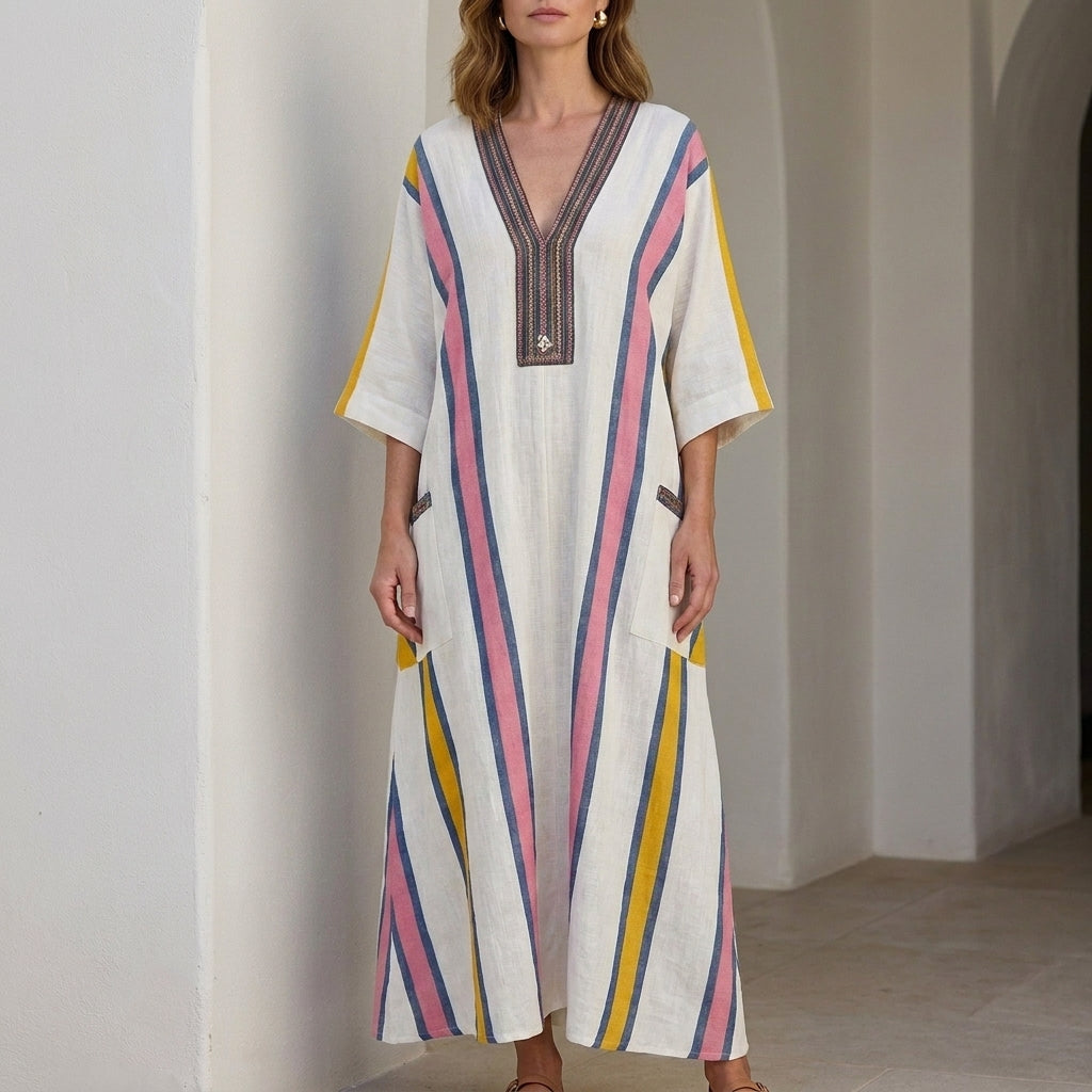 Santorini Stroll Embellished Resort Maxi Dress