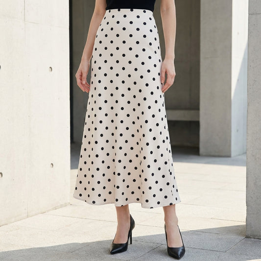 Timeless Polka Dot A-Line Midi Skirt