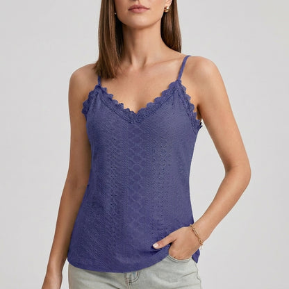 Delicate Lace Trim Cami Top with Feminine Texture