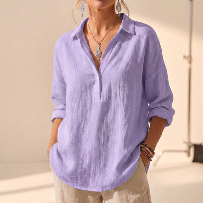 Relaxed Linen Long-Sleeve Shirt for Elevated Summer Style