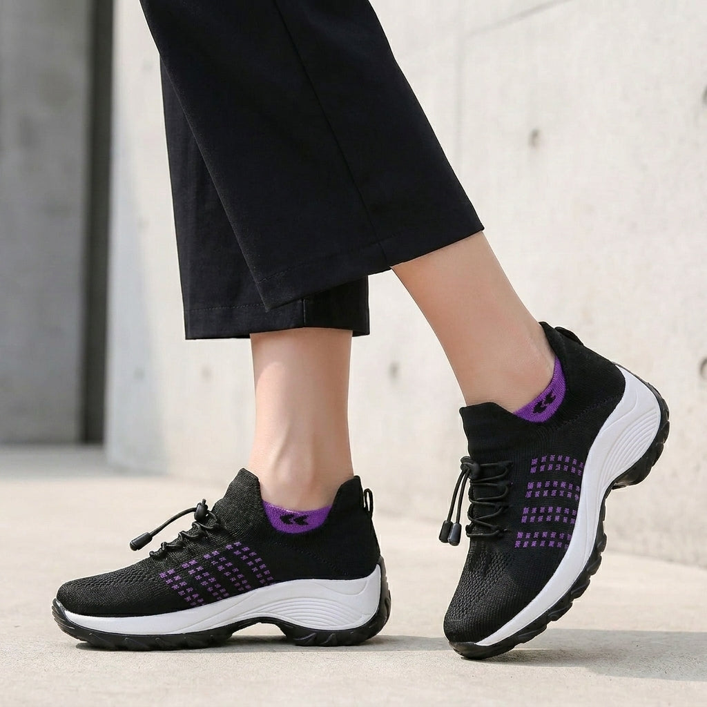 Orthotic Slip-On Walking Sneakers with Breathable Knit and Cushioned Sole Set
