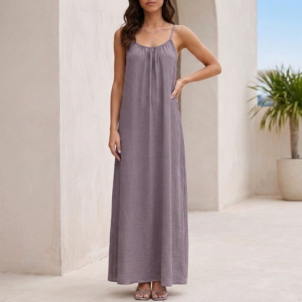 Effortless Backless Maxi Dress with Flowing Silhouette