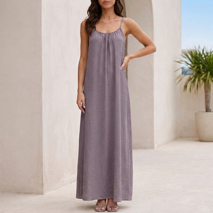 Effortless Backless Maxi Dress with Flowing Silhouette