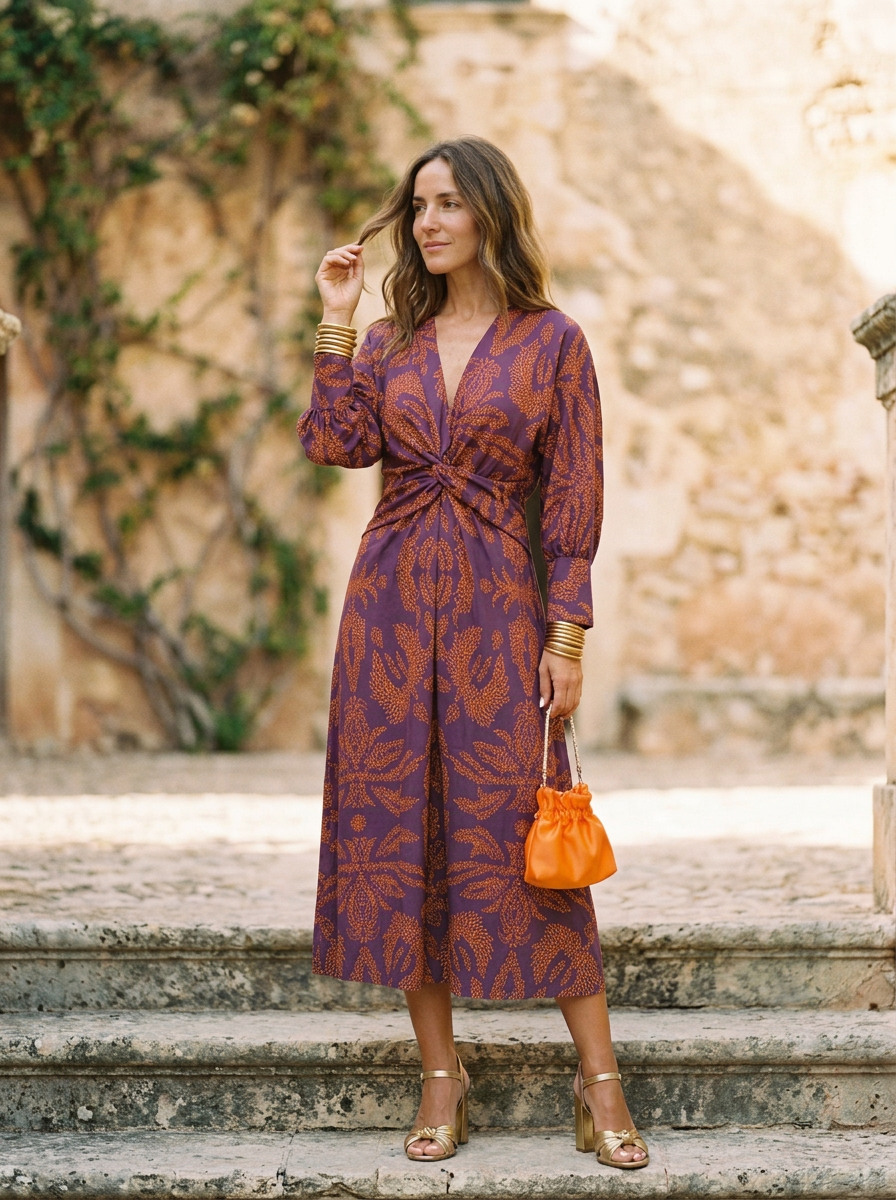 Flowing A-Line Maxi Dress with V-Neck and Tie-Knot Waist for Special Occasions