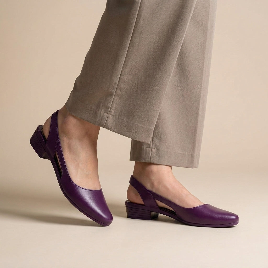 Sleek Pointed-Toe Low Block Heel Slingback Sandals for Daywear