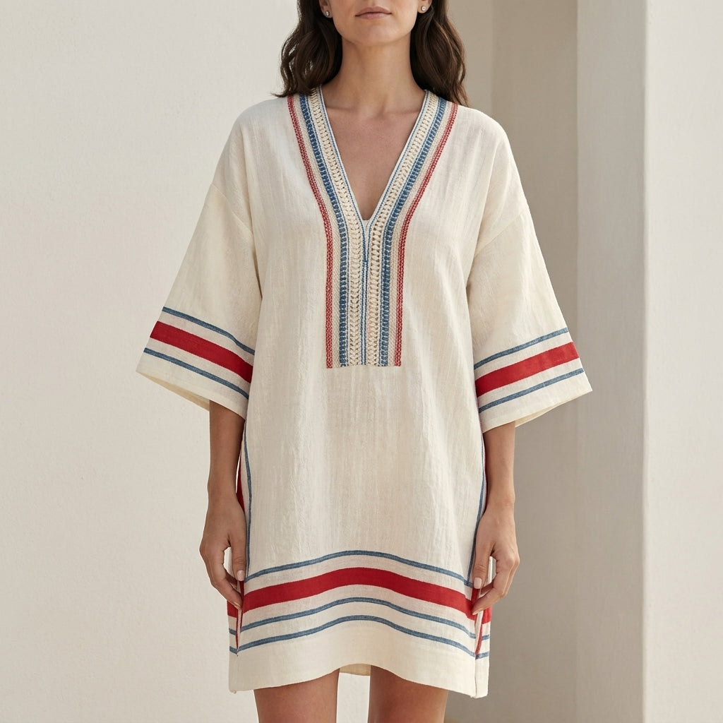 Mediterranean Escape Embroidered Resort Mini Dress