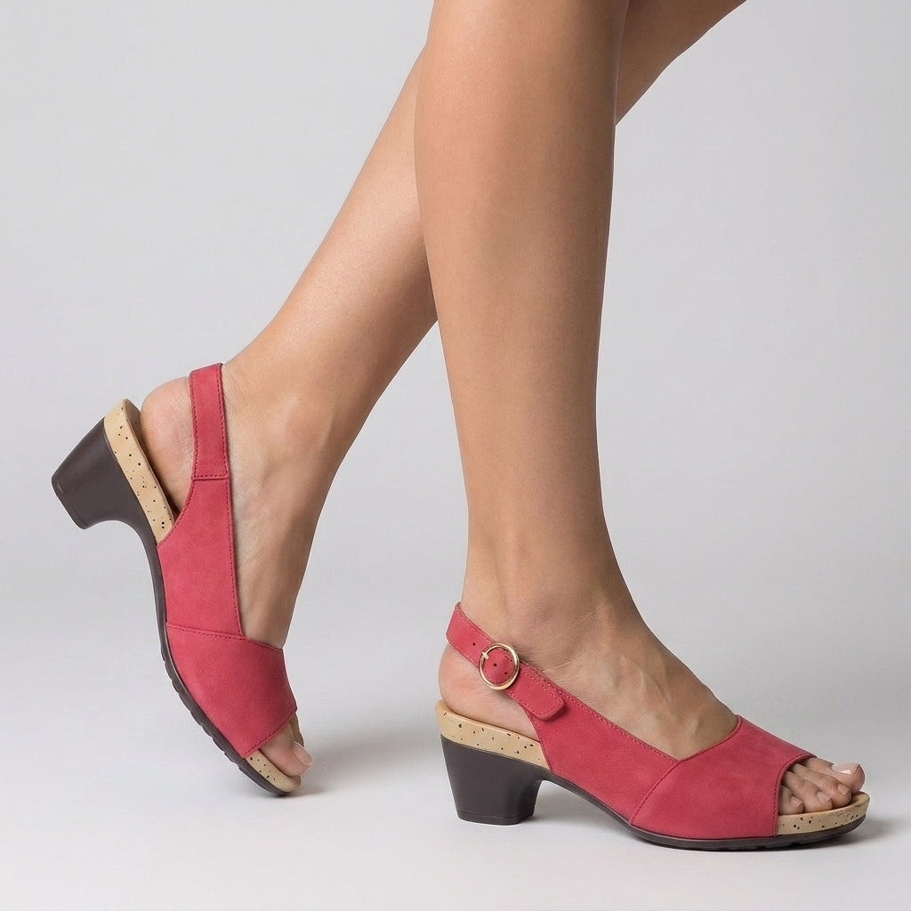 Open Toe Slingback Block Heel Sandals