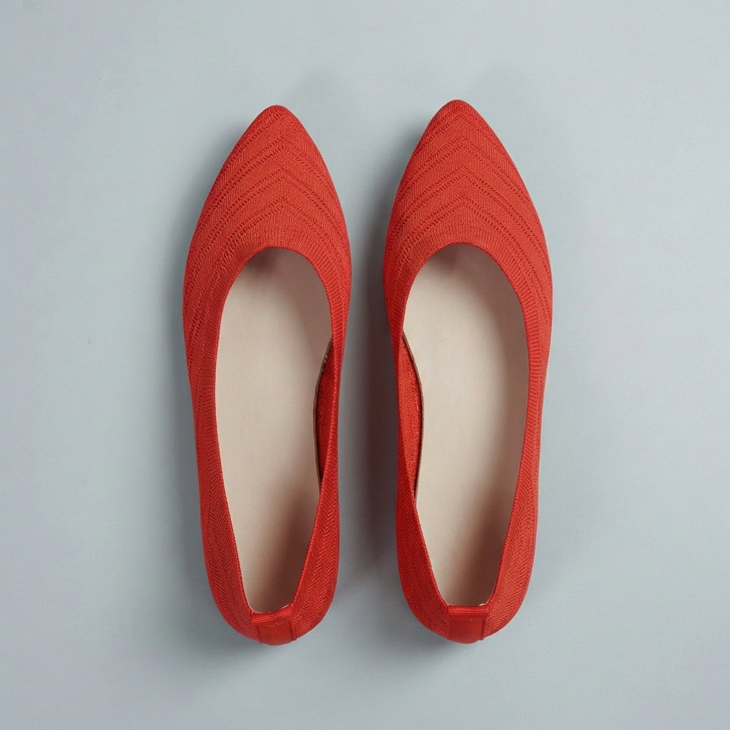 Textured Chevron Knit Pointed Toe Slip-On Flats for Refined Everyday Elegance