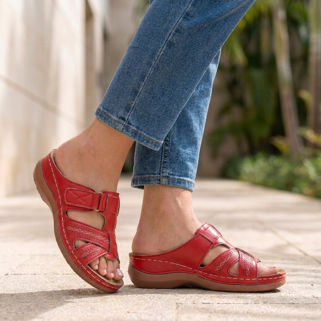 Orthopedic Cross-Strap Slide Sandals with Cushioned Sole