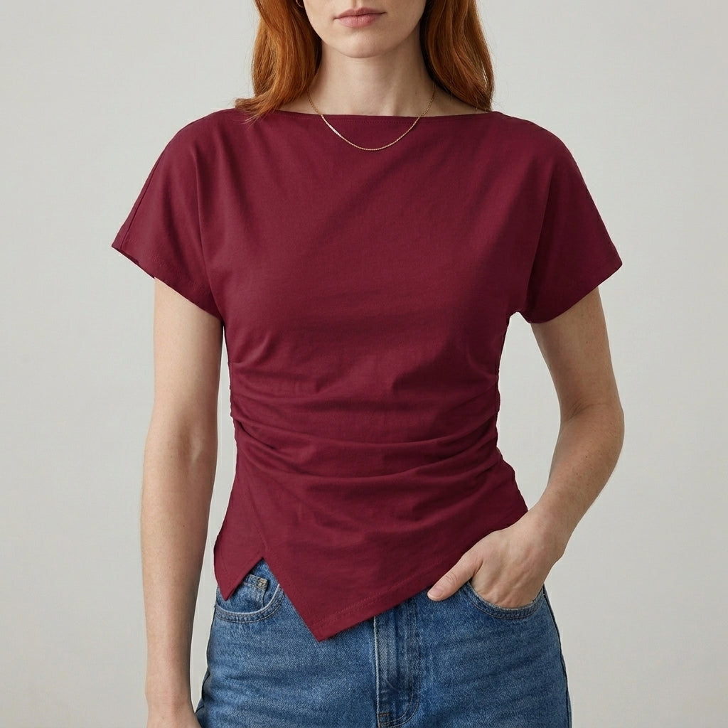 Midnight Muse Asymmetrical Draped Statement Top