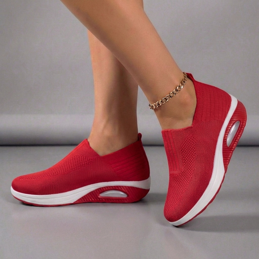 Ella Knit Mesh Orthopedic Slip-On Shoes with Ribbed Ankle Cuff