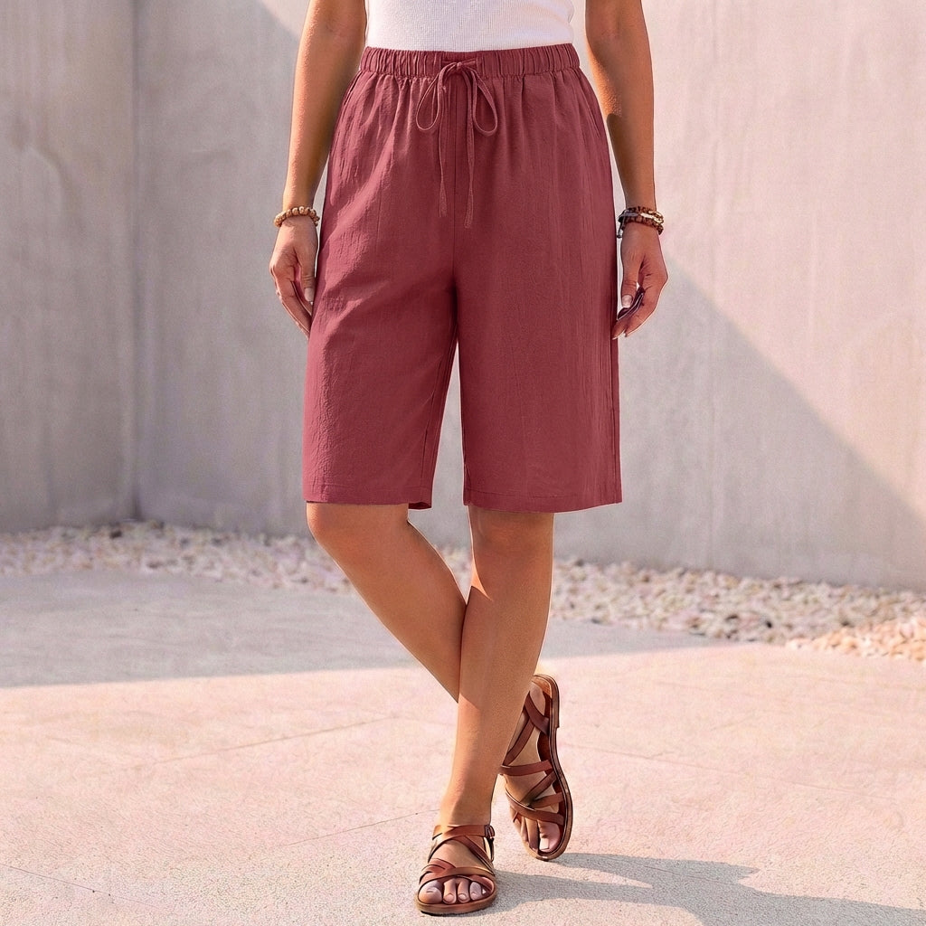 Relaxed Fit Bermuda Shorts with Drawstring Waist