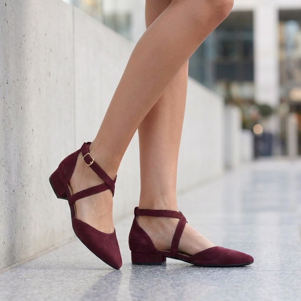 Women's Pointed-Toe Flat Sandals with Crossover Ankle Straps and D’Orsay Cutouts