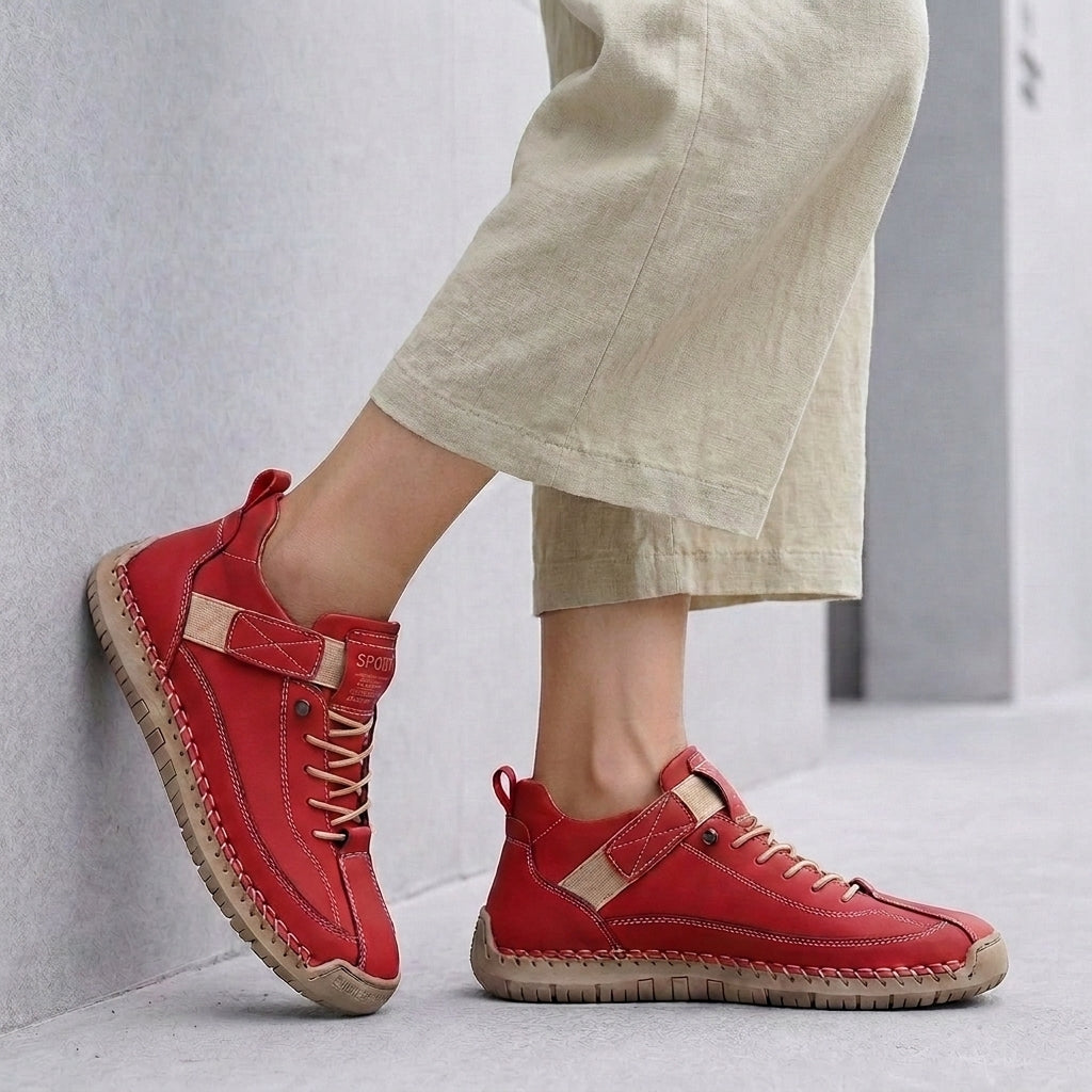 Hand-Stitched Moc-Toe Lace-Up Sneakers for Casual Elegance