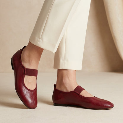 Pebbled Grain Ballerinas with Elasticated Trim and Seam Detail