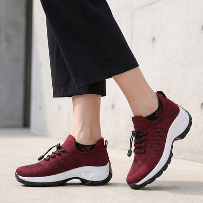 Orthotic Slip-On Walking Sneakers with Breathable Knit and Cushioned Sole Set