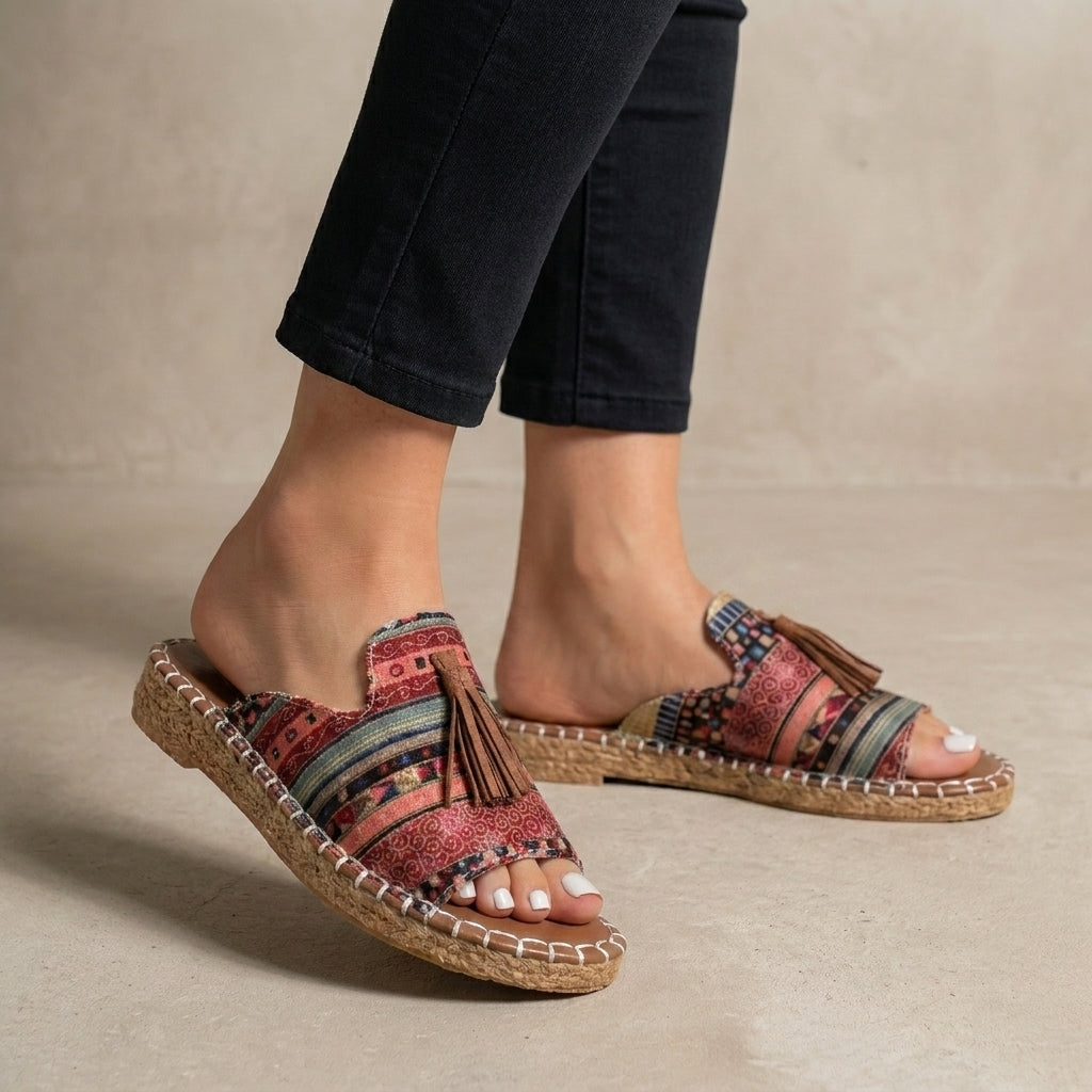 Bohemian Tassel Accent Slide Sandals for Everyday Escapes