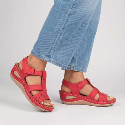 Elevated Platform Wedge Sandals with Laser-Cut Cross-Strap and Cushioned Sole for Everyday Comfort