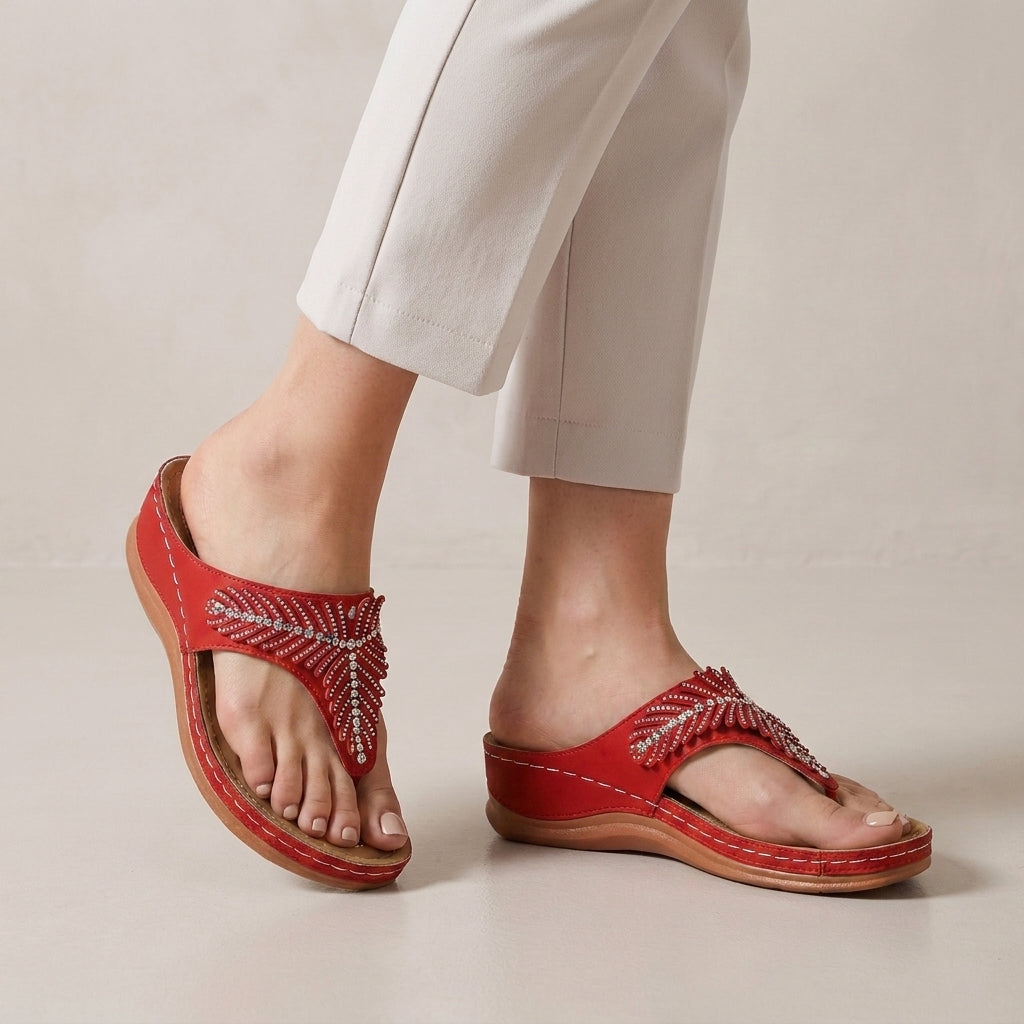 Crystal Embellished Comfort Thong Sandals for Everyday Elegance