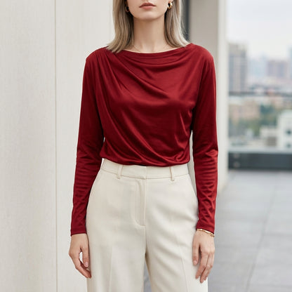 Drape Blouse with Elegant Relaxed Long Sleeve Fit