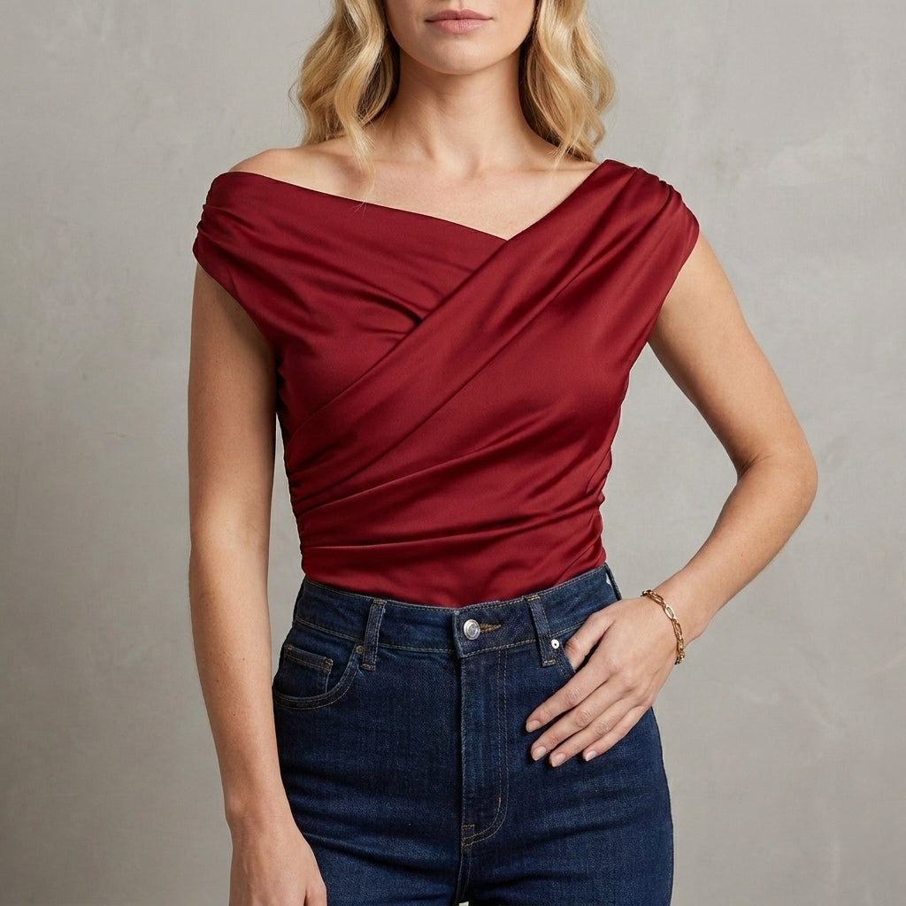 Sophisticated Off-Shoulder Draped Evening Top