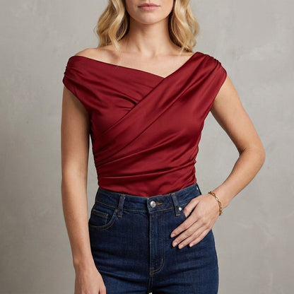Sophisticated Off-Shoulder Draped Evening Top