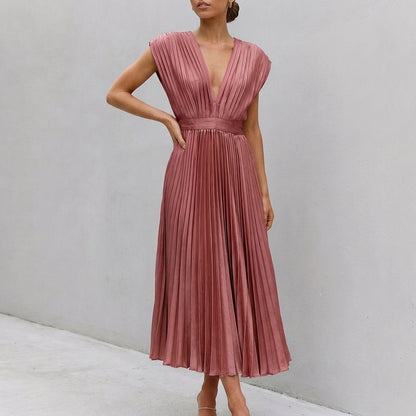 Alaina Midi Dress with Draped Bodice and Defined Waist