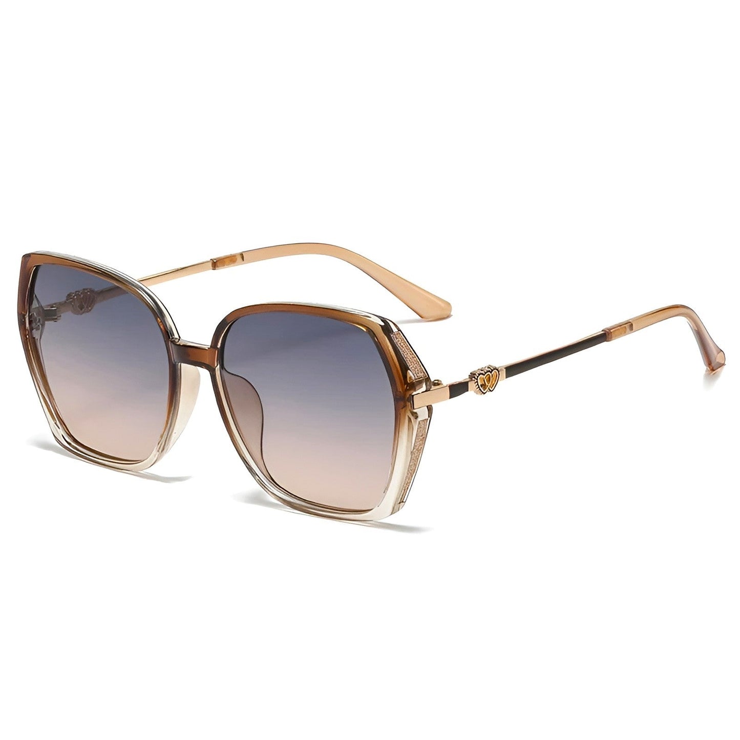 Odeza Oversized Geometric Sunglasses with Gradient Lenses and Sparkle Trim