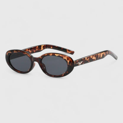 Daniela Narrow Oval Sunglasses with Star-Embellished Temples