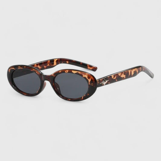 Daniela Narrow Oval Sunglasses with Star-Embellished Temples
