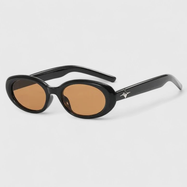 Daniela Narrow Oval Sunglasses with Star-Embellished Temples