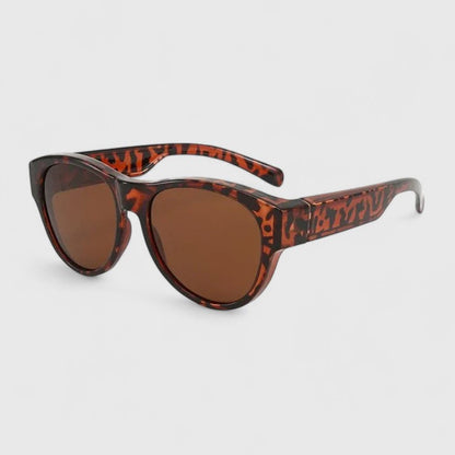 Joelle Oversized Rounded Sunglasses with Structured Glossy Frames
