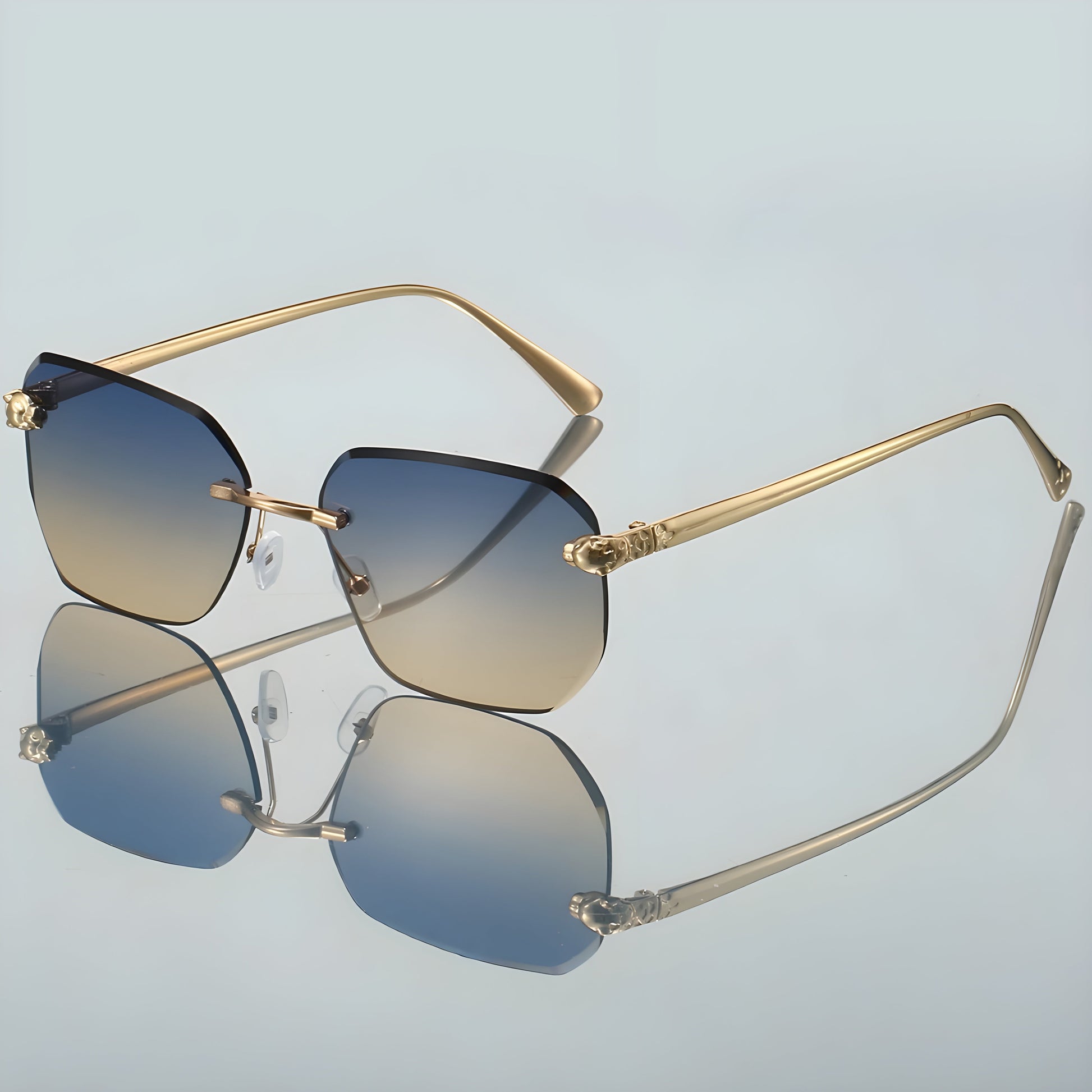 Coast Geometric Rimless Sunglasses with Ornate Hinges and Gradient Lenses