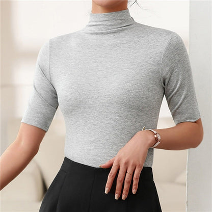 Essential Short-Sleeve Mock Neck Knit Top