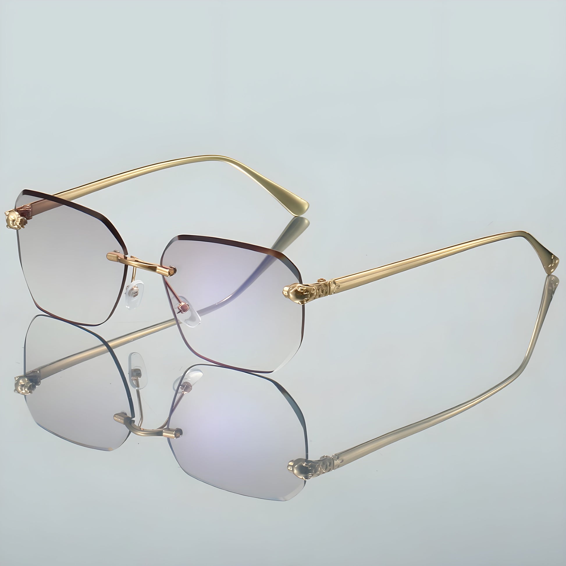 Coast Geometric Rimless Sunglasses with Ornate Hinges and Gradient Lenses
