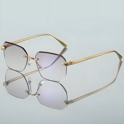 Coast Geometric Rimless Sunglasses with Ornate Hinges and Gradient Lenses