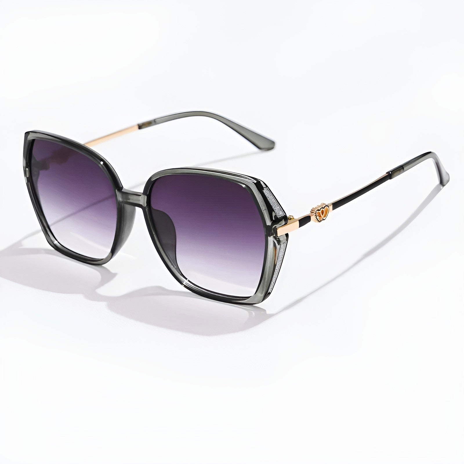 Odeza Oversized Geometric Sunglasses with Gradient Lenses and Sparkle Trim