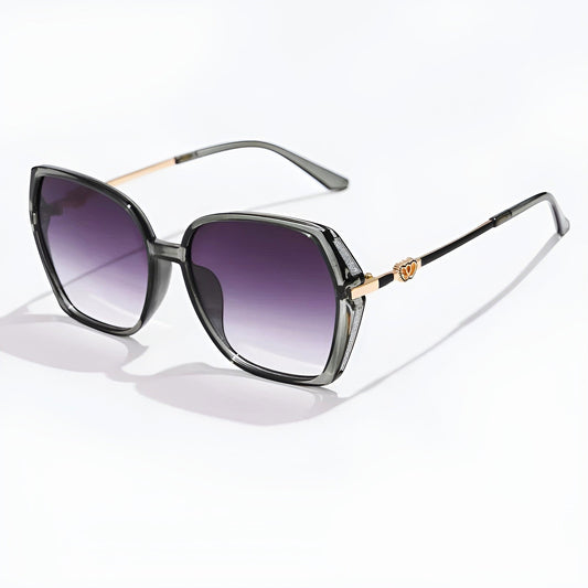 Odeza Oversized Geometric Sunglasses with Gradient Lenses and Sparkle Trim