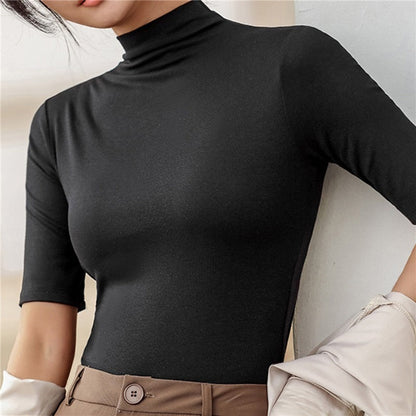 Essential Short-Sleeve Mock Neck Knit Top