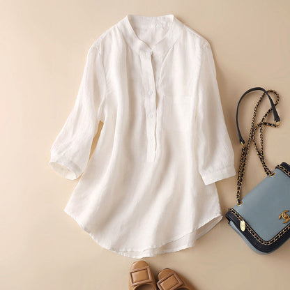 Effortless Linen Blend Summer Tunic Blouse