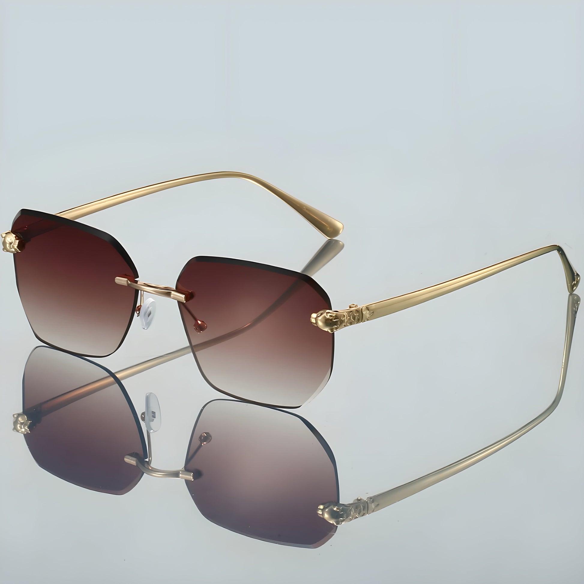 Coast Geometric Rimless Sunglasses with Ornate Hinges and Gradient Lenses