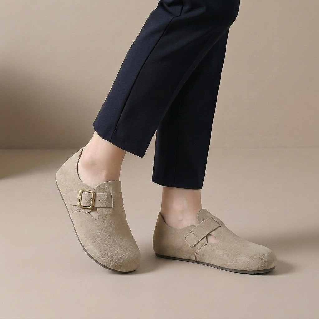 Minimalist Buckle Accent Slip-On Comfort Clogs